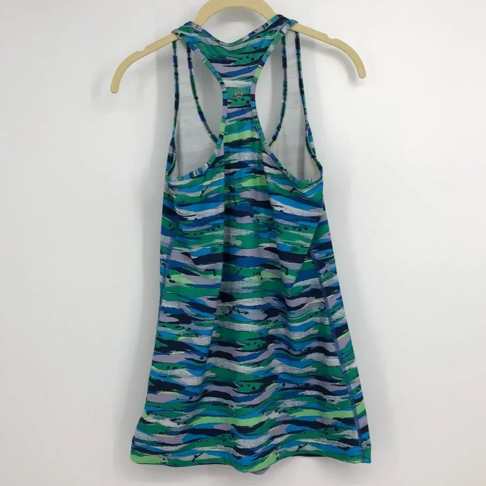 Lululemon Cool Racerback blue green  print Seven Wonders Multi ~ Small - Picture 3 of 16